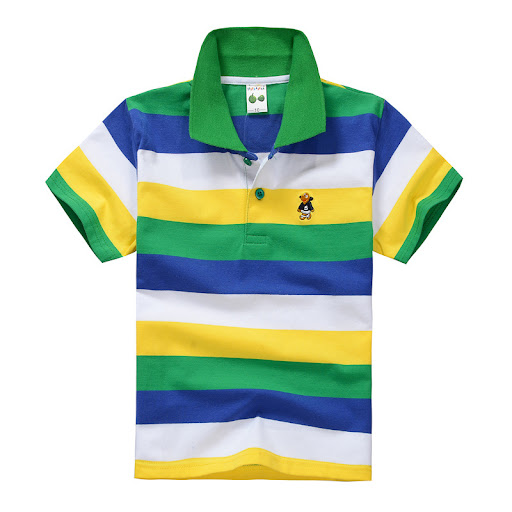 Title 20, CUHK Childrens T-shirt Cotton Striped Lapel Po...