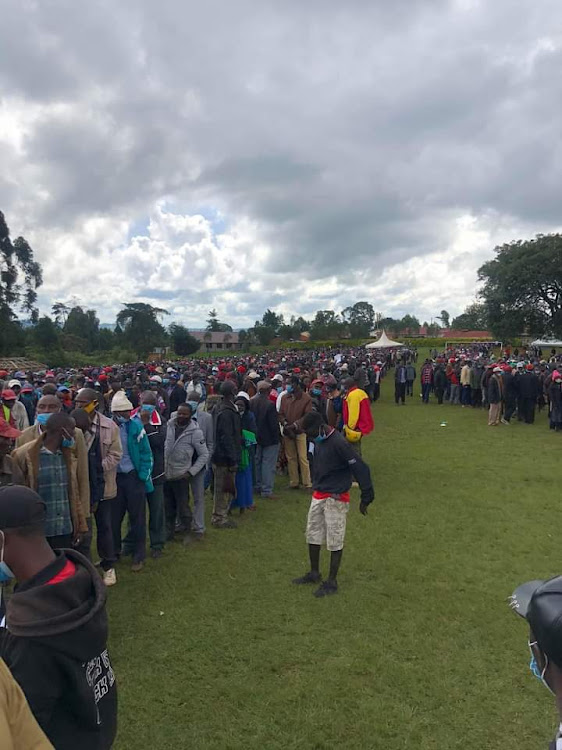 Farmers vote at Kiplokyi Primary School grounds in Bomet on Friday, May 7.