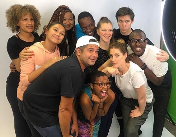 The cast of 'Seussical'. Back: Chantal Stanfield (Gertrude), Lois du Plessis (Sour Kangaroo), Musanete Sakupwanya (Cat in the Hat) and Danny Meaker (Wickersham). Middle: Danelle Cronje (Baby Kangaroo), Sarah Richard (Mrs Mayor) and Yamikani Mahaka-Phiri (Mr Mayor). Front: Mortimer Williams (Horton), Abby Molz (Jojo) and Carly Graeme (Mayzie).