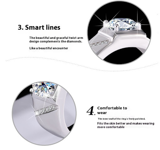 Title 3, S925 Sterling Silver Psychic Moissanite Mens R...
