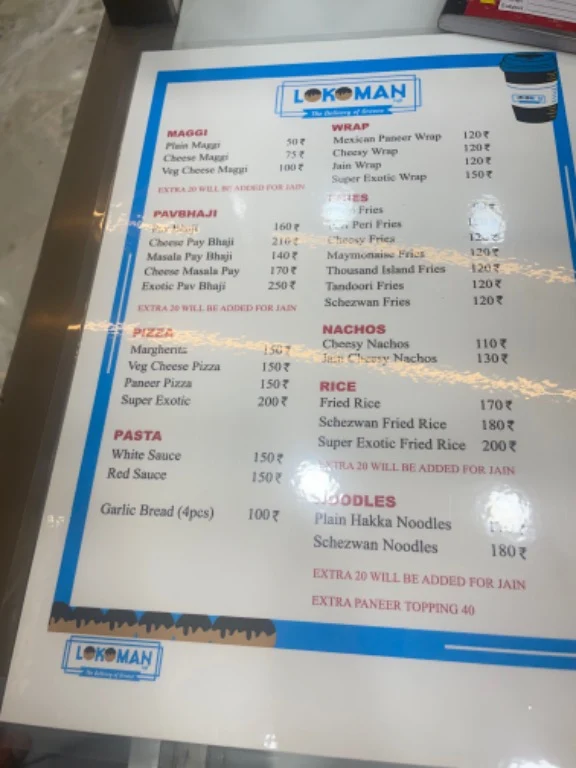 Lokoman Cafe menu 