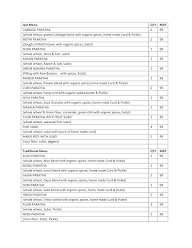 Jain Foods menu 2