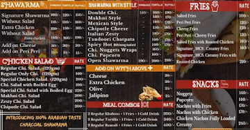 Mr Charcoal Shawarma menu 