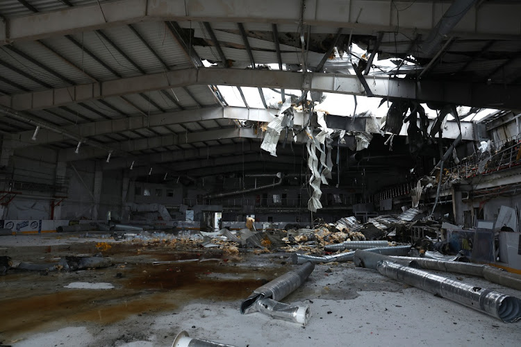 An ice rink that was destroyed by a missile strike in Druzhkivka, Ukraine. Picture: CLODAGH KILCOYNE/REUTERS