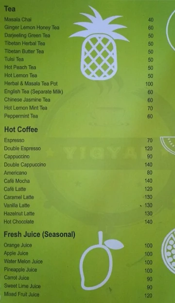 Yigyal Cafe menu 