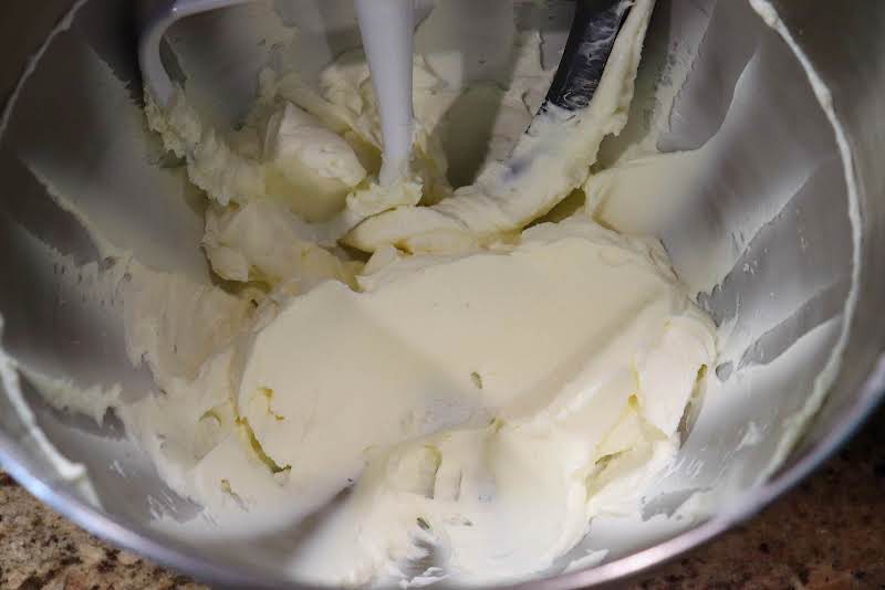 Creaming Together Butter And Cream Cheese.