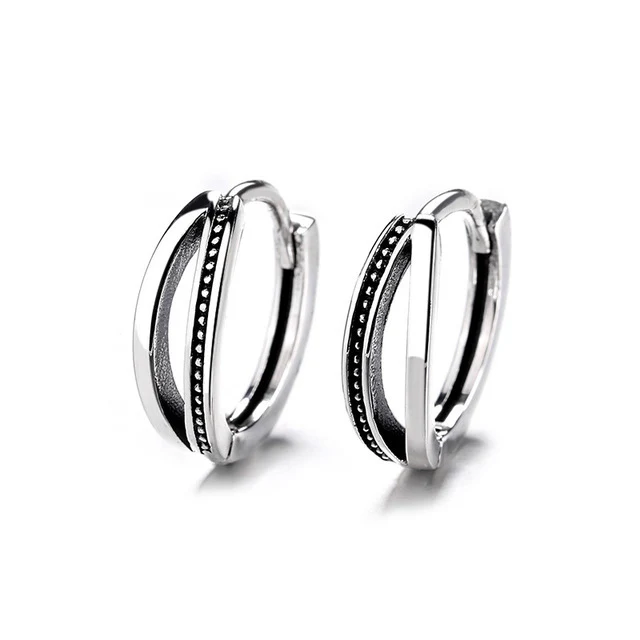 Title 1, Sterling Silber Retro Distressed Geometric Ohrc...