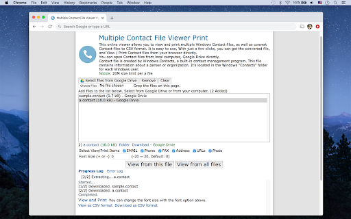 Multiple Contact File Viewer Print