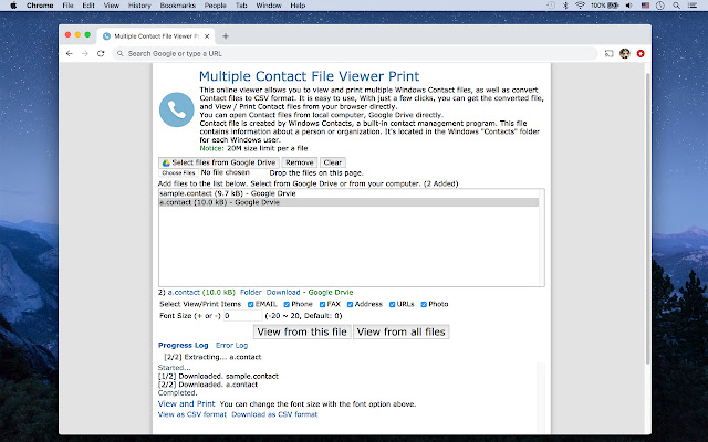 Multiple Contact File Viewer Print chrome extension