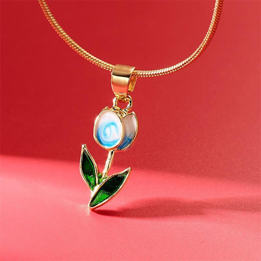 Title 14, Romantic Flower Tulip Fashion Drop Oil Necklace...