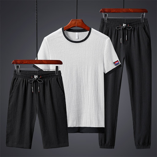 Title 5, Mens Three Piece Sports Suit Ice Silk Plus Siz...