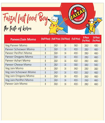 Faizal Fast Food Boy menu 