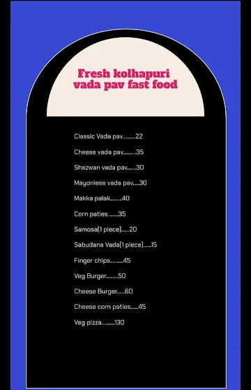 Fresh Kolhapuri Vada Pav Fast Food menu 