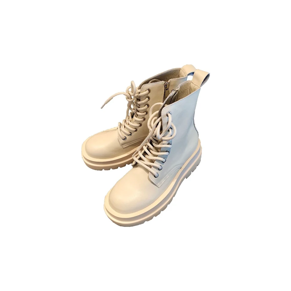 Britse dames laarzen van leer met dikke zool en verhoogde hak, perfect voor een all-match look, comfortabel en stijlvol tegelijk.