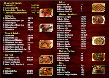 Al Javed Foods menu 