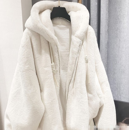 Title 3, Womens Rex Rabbit Fur Hooded Loose Overcoat Ja...