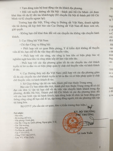 Công văn của Bộ Giao thông vận tải về việc giảm hoạt động xe khách và các loại hình vận tải khác