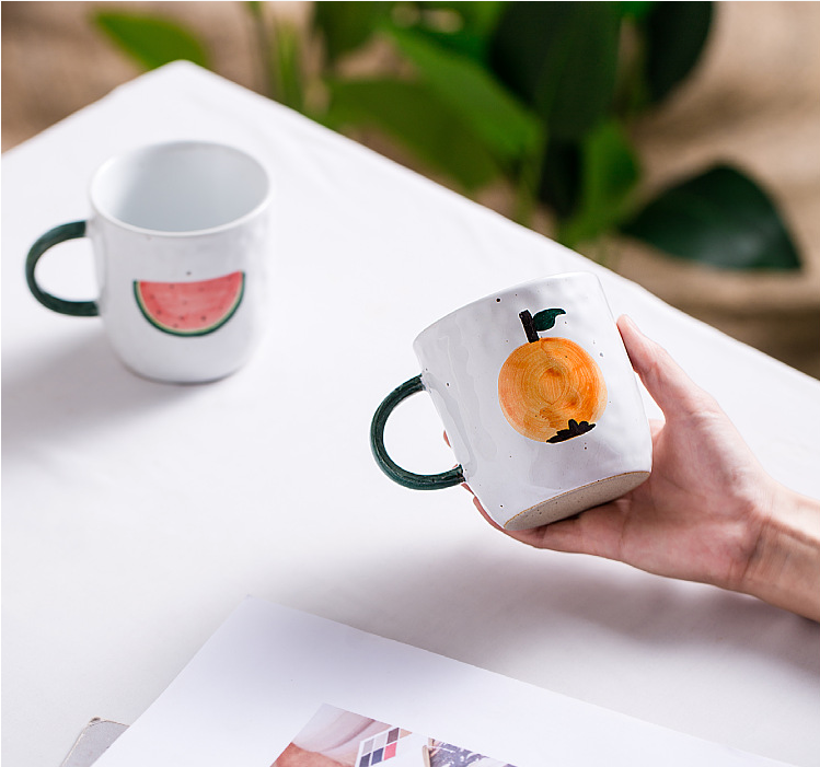 Title 5, Caneca de cerâmica de frutas pintada à mão, cri...