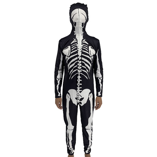 Title 5, Halloween Carnival Skeleton Zipper Hooded One-p...