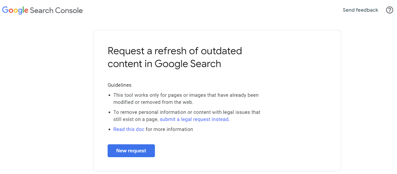 Request a refresh of outdated content in Google Search page 