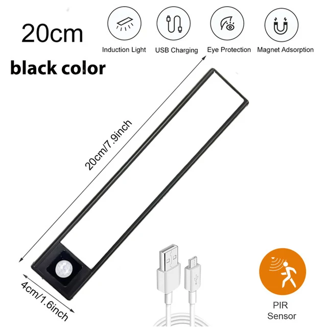 Plastic Night Light Cabinet Lower Motion Sensor Light Automatic Illumination for Safety and Convenience Simple Installat