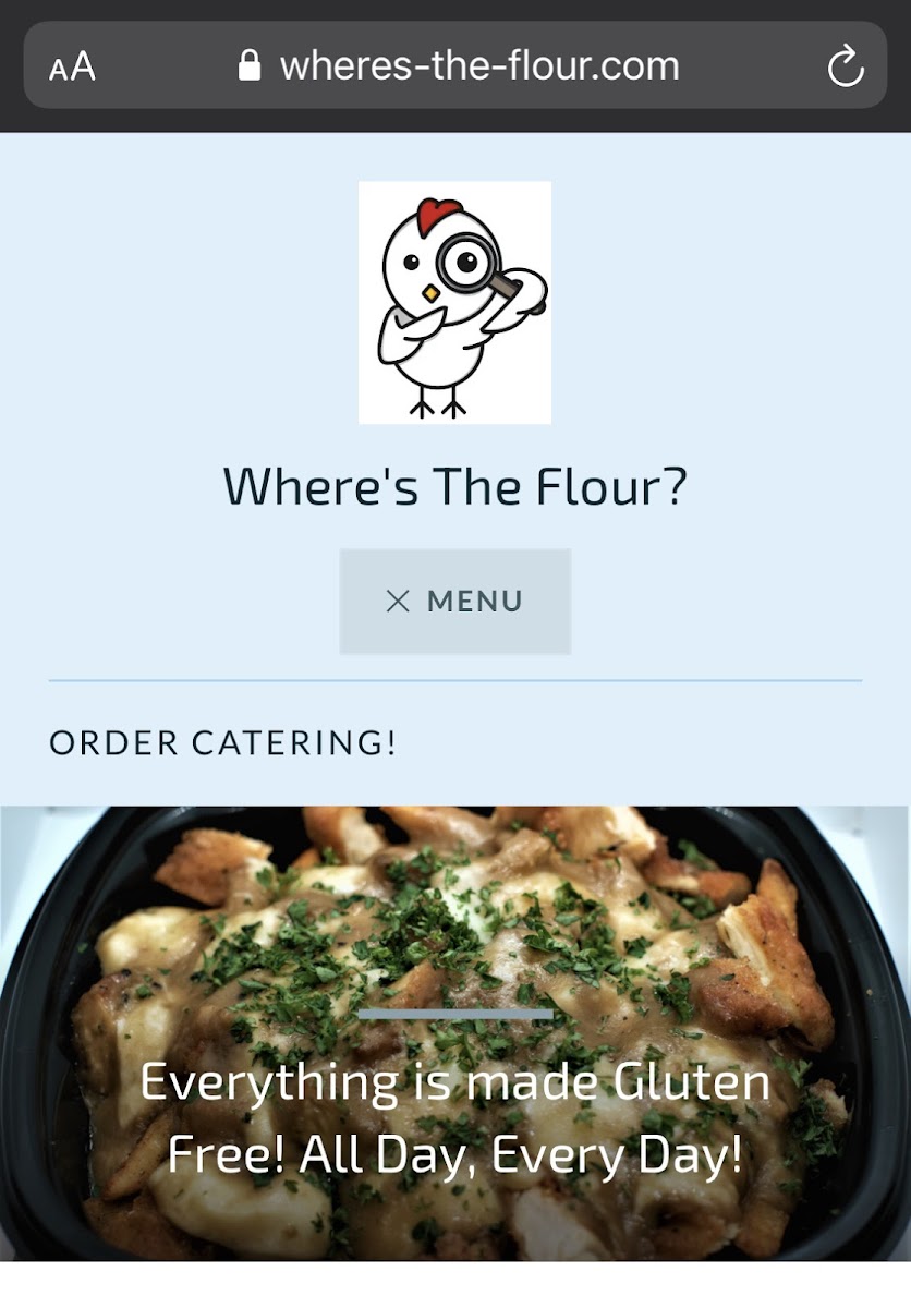 Where's The Flour? gluten-free menu