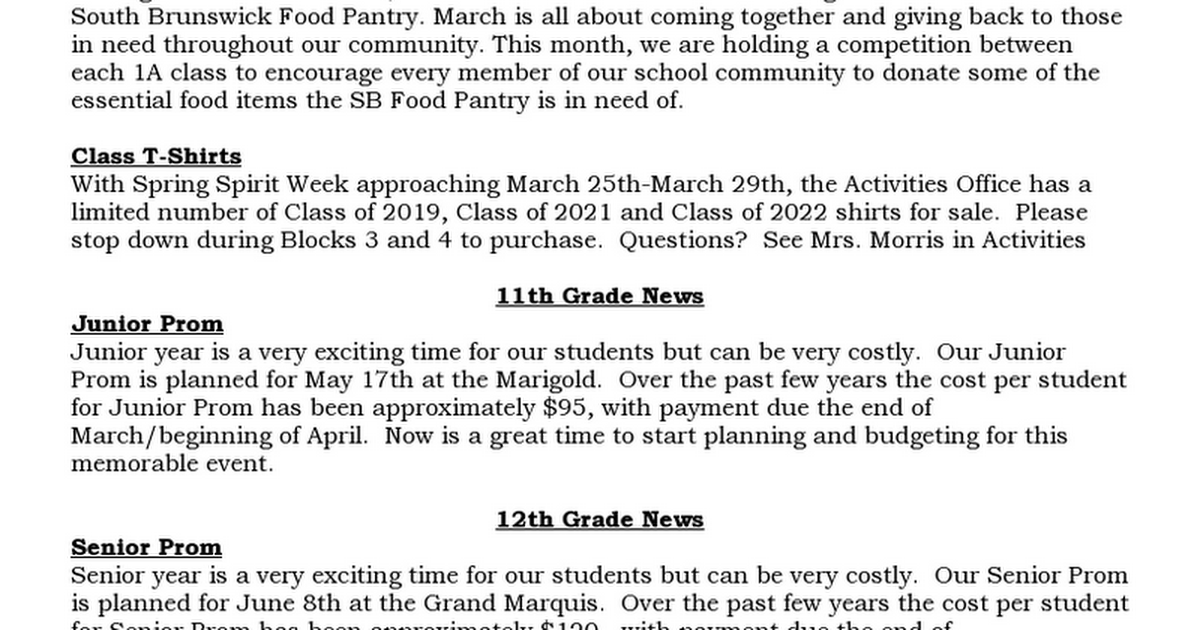 3.1.19 Student and Parent Bulletin