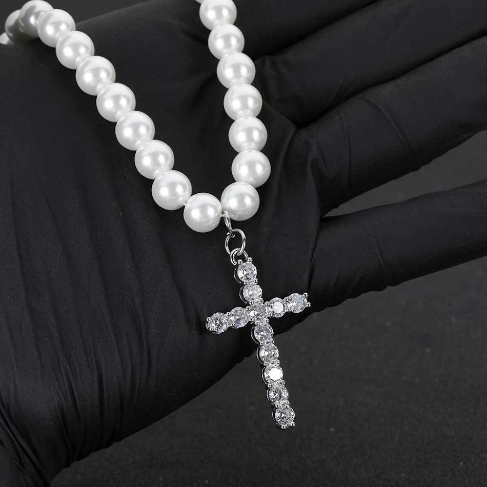 Colar de pérolas cruzado, estilo europeu e americano, simples e com personalidade. Adicione elegância e sofisticação ao seu visual.