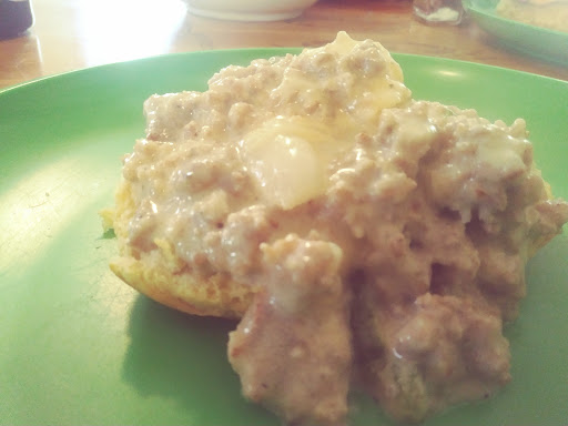 A slight twist on classic biscuits and gravy.