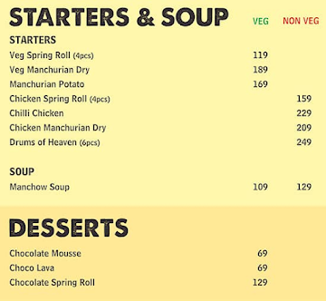 The Momo Co. menu 