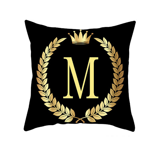 Title 13, Black Gold Letter Peach Skin Pillowcase Crown S...