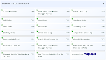 The Cake Paradise menu 