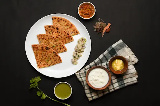 Aloo Paratha + Gobi Paratha With Curd