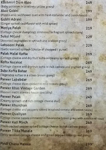 Vintage Garden menu 