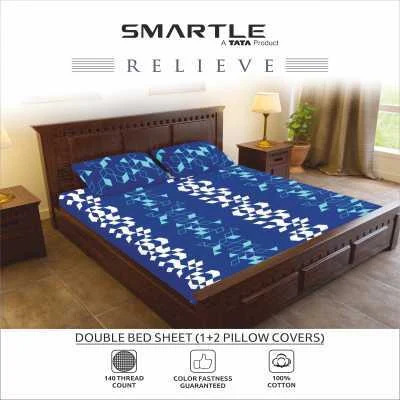 Smartle Double Bedsheet Abstrate Blue Pack Of 1