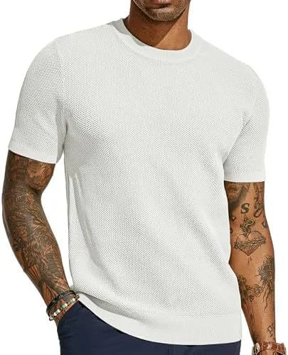 Title 12, Heren T-shirt met korte mouwen, gebreid Comfort...
