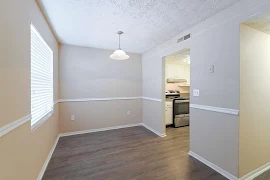 Dining room with wood inspired flooring