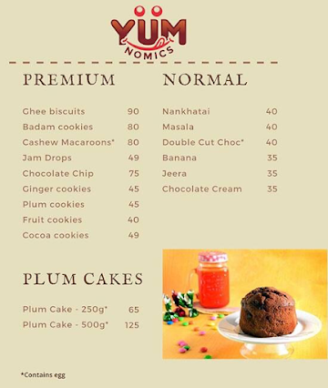 YUMnomics menu 
