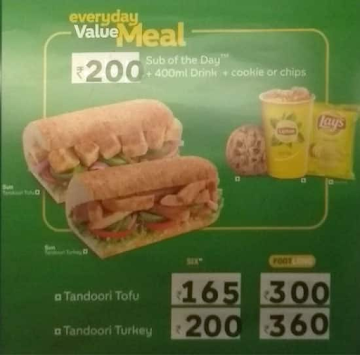 Subway menu 