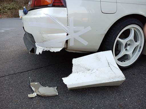 シルビア S14 後期のドリフト走行会 ドリ車 クラッシュ そのうちやるとは思ってたが バンパーだけでよかった に関するカスタム メンテナンスの投稿画像 車のカスタム情報はcartune