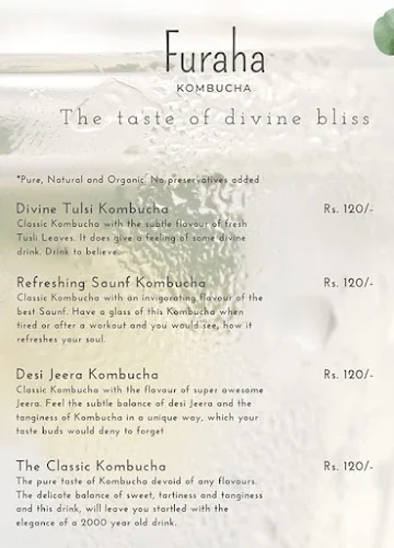 Furaha Kombucha menu 