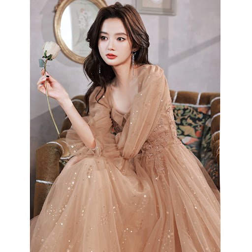 Title 4, Long Sleeve Evening Dress for Host, Banquet, Ma...