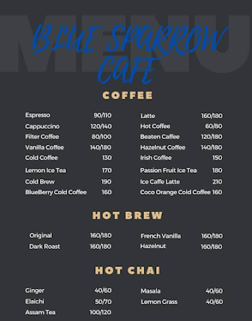 Blue Sparrow Cafe menu 