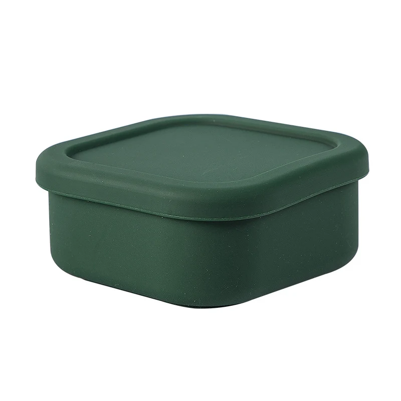 Marmita quadrada de silicone para manter alimentos frescos, aquecer no micro-ondas, reutilizável e sem BPA, perfeita para refeições.