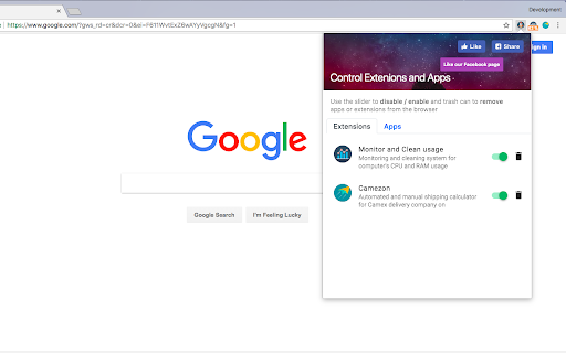 Extension Manager per Chrome ™