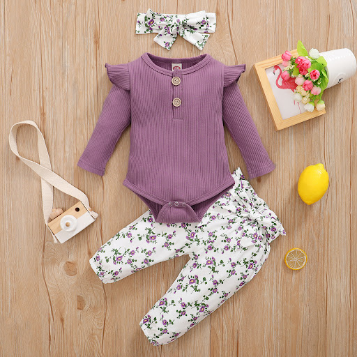 Title 2, Baby Long-sleeved Pit Striped Bodysuit and Trou...