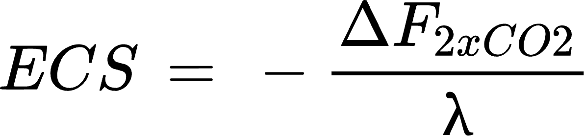 {"font":{"size":"14","color":"#000000","family":"Arial"},"aid":null,"backgroundColor":"#FFFFFF","id":"5","code":"$$ECS\\,=\\,-\\frac{ΔF_{2xCO2}}{λ}$$","type":"$$","backgroundColorModified":false,"ts":1670767186833,"cs":"X7nj47G99ItTFq6sBAYn3g==","size":{"width":198.5,"height":46.333333333333336}}