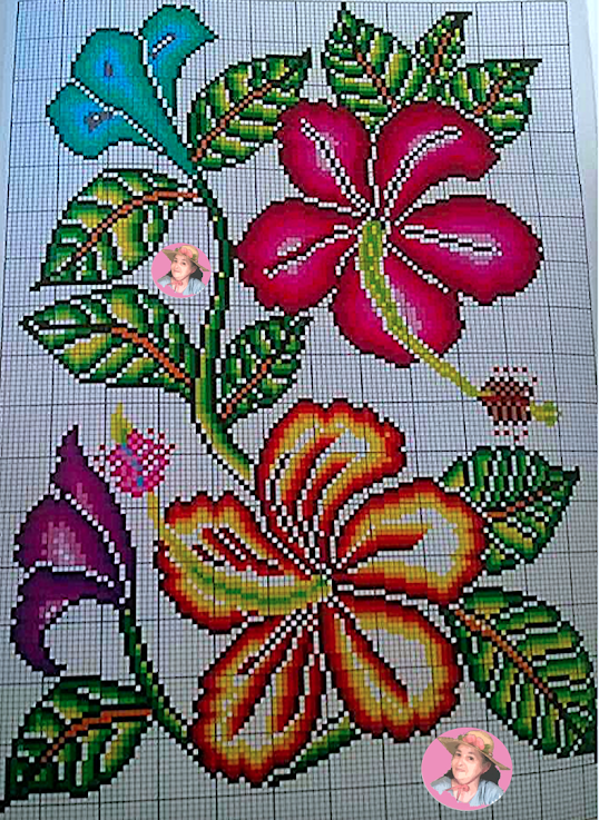 Grafico de flores en punto de cruz 