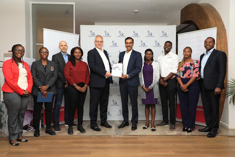 MYDAWA and Novo Nordisk teams pose for a picture after the official launch of the partnership on April 22, 2022