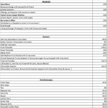 ECR Cafe Veg Restaurant menu 